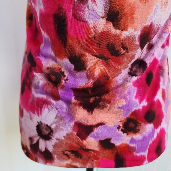 Clear Sky Multicolor Floral Adjustable Spagetti Strap Tank Top Stretch Size M - Picture 7 of 10